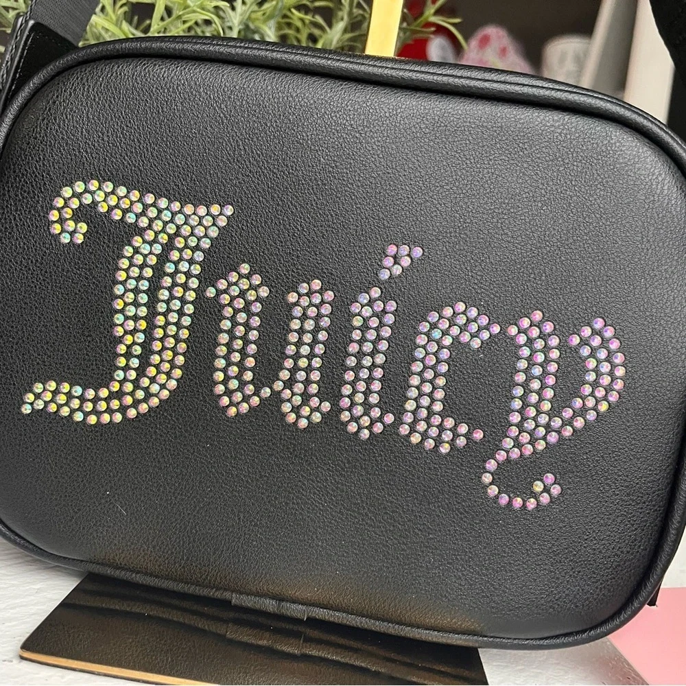 Juicy Couture Obsession Camera Crossbody Bag Black Rhinestone NWT